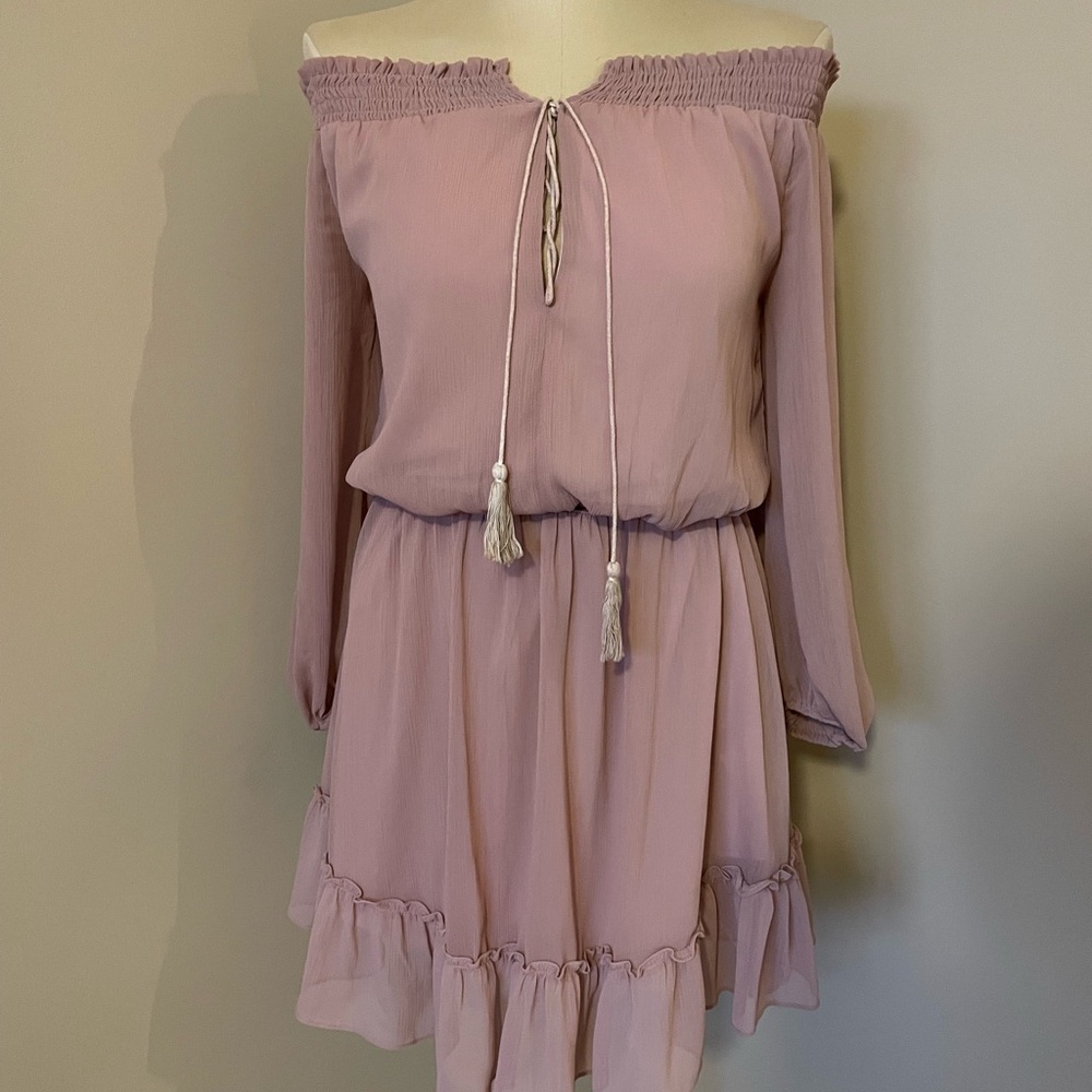Simplee Apparel Pink Off-Shoulder Mini Sundress